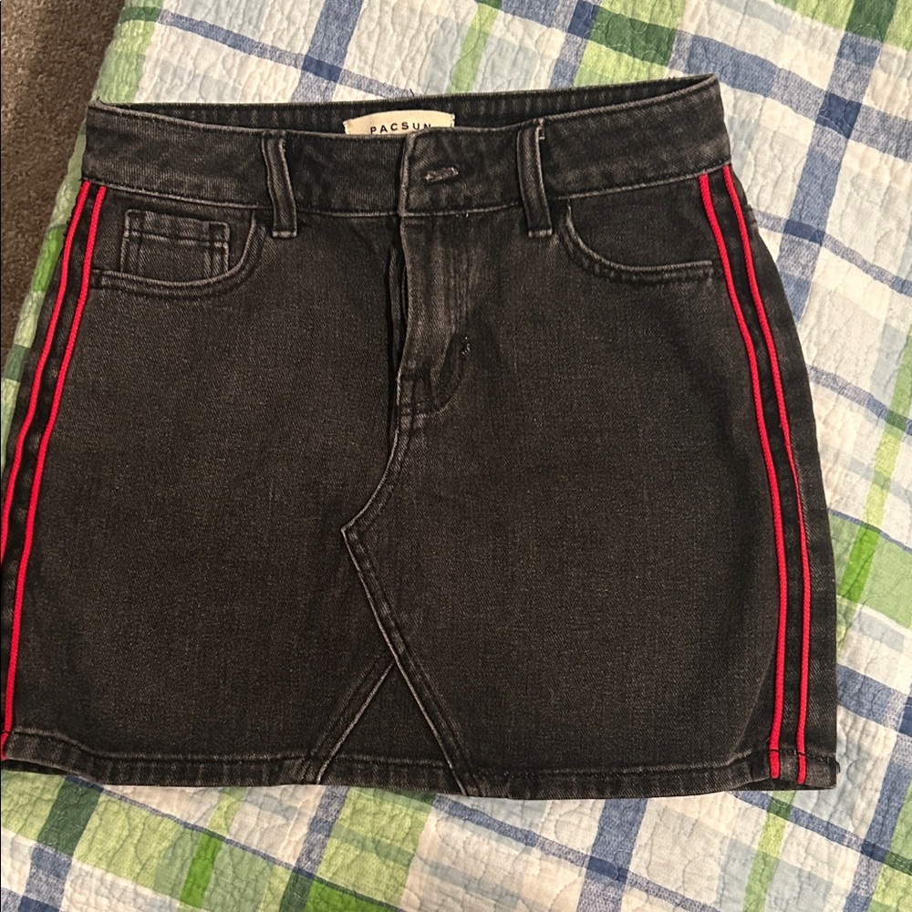 PacSun Black Mini Skirt with Red Accents